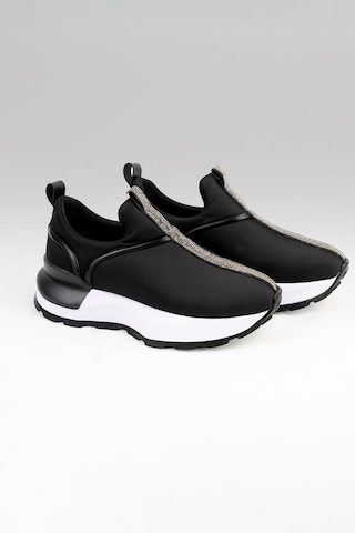 Tw Tonny White Newyork-016 Kadın Günlük Taşlı Şerit Detaylı Yürüyüş Ayakkabısı Sneaker Siyah-beyaz