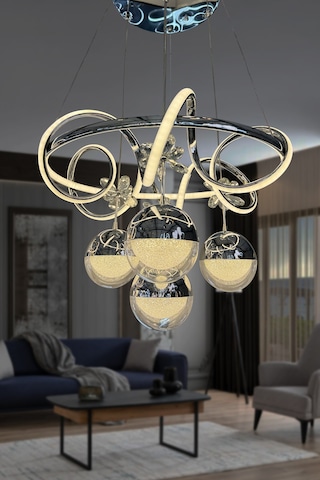 Kuzey İthal Küre 4 Toplu Led Avize - - Kumandasız / Krom Krom