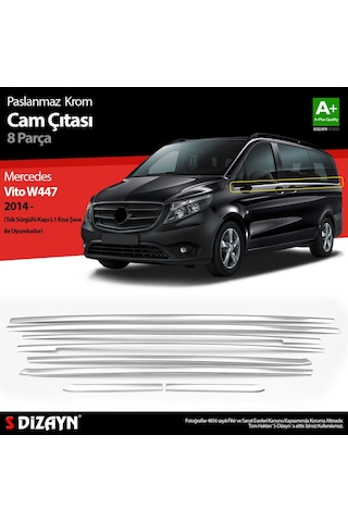 S-Dizayn Mercedes Vito W447 Krom Cam Alt Çıtaları 8 Prç. Tek Sürgülü Kapı