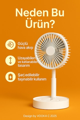 Vantilatör Fan Katlanabilir Sessiz Masaüstü Vantilatör Güçlü Motorlu Usb Şarjlı Soğutucu Fan Blic