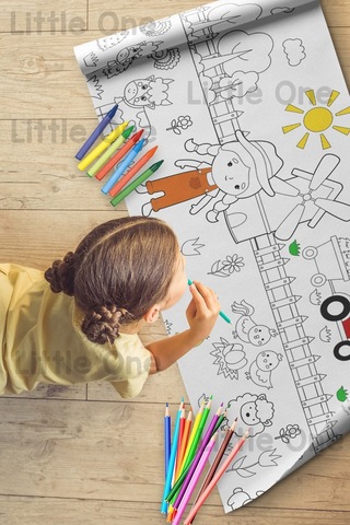 Melolisa Çiftlik Temalı, Aktivite Rulo Boyama Kağıdı - 62 Cm X 2.5 Metre Dev Rulo