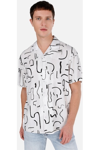Colin's Colins Normal Kesim Shirt Yaka Baskılı Bej Erkek Kısa Kol Gömlek Cl1068114 Cl1068114 Q1.v1 Beı Bej