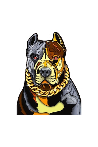 Altın Tasmalı Pitbull Araba, Motorsiklet, Kask, Laptop, Cam Sticker 14x12 Cm