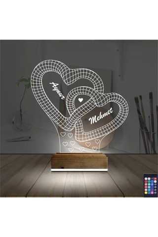 Luvivia Kalp Sevgiliye Hediye Kişiye Özel 3d Lamba - Masa Gece Lambası V14