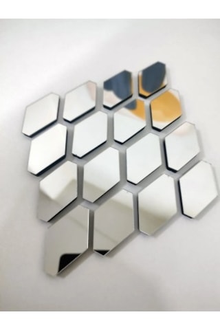Diamond Pleksi Dekoratif Antre Banyo Süs Mozaik Ayna Gümüş 50tade Gümüş