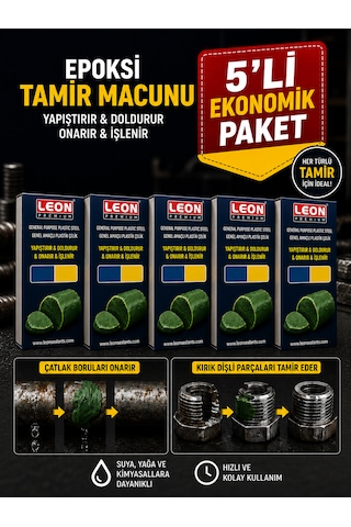 5 Adet Çift Bileşenli Plastik Çelik Tamir Macunu 40 Gram Mavi - Sarı 5 Adet Çift Bileşenli Plastik Çelik Tamir Macunu 40 Gram Mavi - Sarı