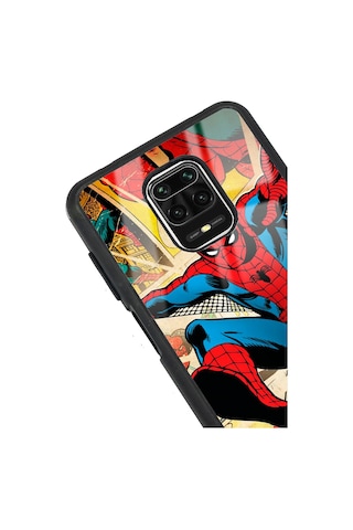 Xiaomi Redmi Note 9 Pro Spider-man Örümcek Adam Tasarımlı Glossy Telefon Kılıfı Siyah