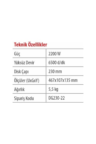 DG-230-22 BÜYÜK TAŞLAMA 2200 W