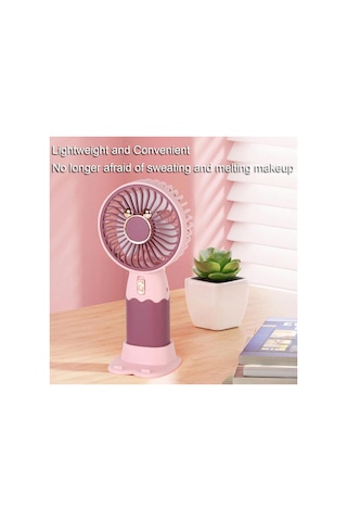 Mini Taşınabilir Fan Ayrılabilir Telefon Tutucu Özellikli Stand Sevimli Tasarımı Küçük Vantilatör Usb Şarj Edilebilir Sevimli Ayı Taşınabilir Yelpaze Şarjlı Vantilatör 5v Rüzgar Hızı Masaüstü