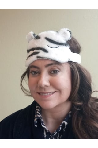 Caş Dekorasyon Zebra Desenli Kulak Detaylı Peluş Uyku Bandı Çok Renkli