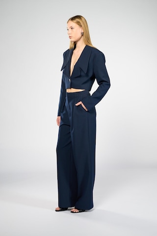 Kadın Lacivert Geniş Yaka Crop Blazer Lacivert