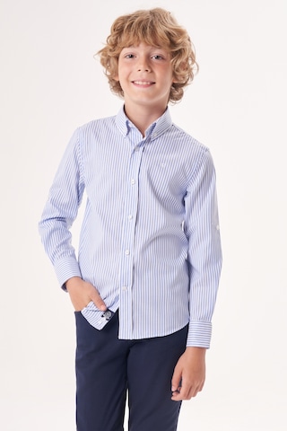 Bisse Regular Fit Yaka Düğmeli Mavi Çocuk Erkek Gömlek Gm23y231161 D35 Mavi