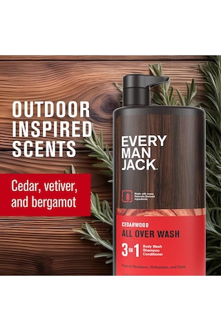 Every Man Jack Cedarwood 3 Ü 1 Arada Şampuan Saç Kremi Ve Duş Jeli 852ml Tüm Saç Tipleri