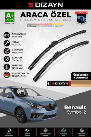 S-dizayn Renault Symbol Ön Cam Silecek Seti 2013-2015 Premium Araca Özel 53-50 Cm A+ Kalite