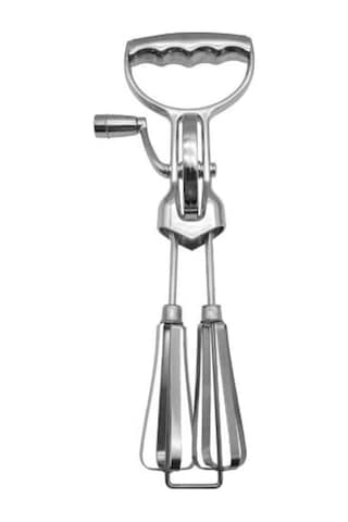 Didadodo Paslanmaz Çelik Küçük Boy Manuel Yumurta Çırpıcı Mikser Çift Kafa El Döner Çırpma Blender Ergonomik Sap Temizlemesi Kolay Mağaza Çok Yönlü Mutfak Aleti Gümüş