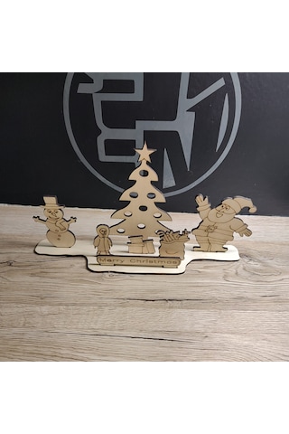 Ahşap Yılbaşı Masaüstü Hediyelik Ürün Noel Hediye Çam Ağacı