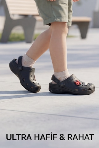 Hero-clog Macera Serisi - Siyah Maske Figürlü Erkek Çocuk - Bebek Terlik Ve Sandalet: Ultra Hafi...