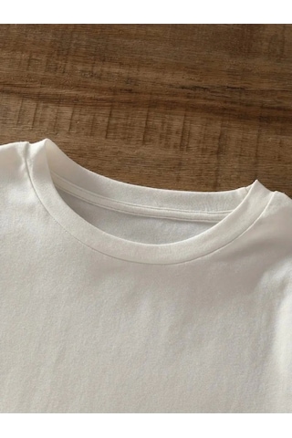 Modi Baskılı Oversize Bisiklet Yaka T-shirt - Beyaz - Mymg158843