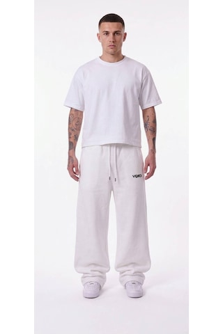 Feville 3 İplik Şardonlu Ayarlanabilir Paça Baggy Unisex Eşofman Altı Beyaz