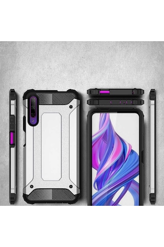 Kilifone - P Smart Pro 2019 Uyumlu - Kılıf Çift Katman Zırh Tank Crash Military Kapak - Gri