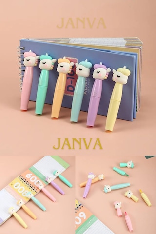 Unicorn Fosforlu Kalem Boya Seti 1 Paket 6 Adet İşaretleme Çizgi Kalemi Çok Renkli