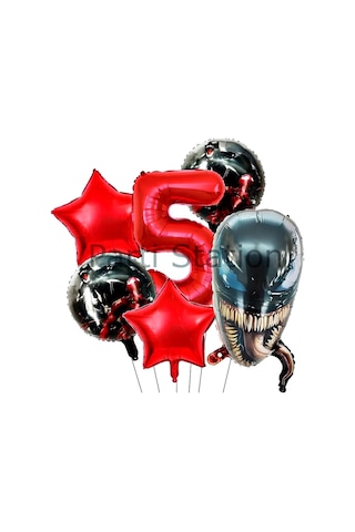 Zehirli Öfke Venom 4 Yaş Doğum Günü Balon Set Venom Kırmızı Konsept Doğum Günü Parti Balon Set 5