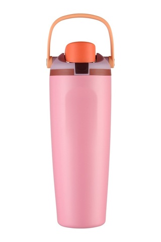Taşınabilir Zıplama Termos Bardağı, Kilitli Tokalı, Çift İçme Spor Su Bardağı Pembe