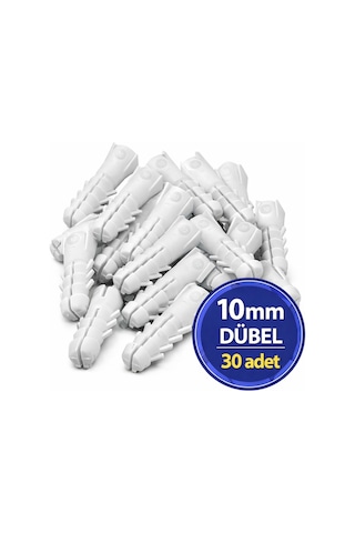 Plastik Dübel 10 Mm Beyaz Duvar Dübeli Vidalı Montaj İçin Beton Ve Tuğla Uyumlu 30 Adet 10