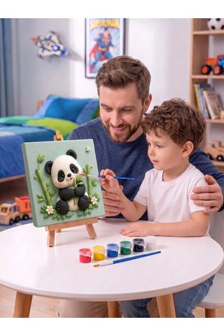 15x15 Panda Taş Boyama Seti Çocuk Ve Yetişkin Hobi Kiti