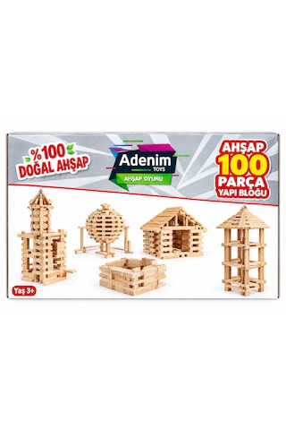 Wood City Blocks Ev Yapma Oyunu 100 Parça Ahşap Yapı Bloğu - %100 Doğal Ahşap Eğitici Zeka Blokları Ve Kule Oyunu