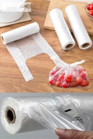 1000 Adet Rulo Market Manav Poşeti Orta Boy Meyve Sebze Bakkaliye Poşeti Şeffaf Rulo Poşet