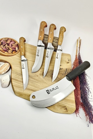 Sürmene 5 Parça Pro Satır Bıçak Set Kahverengi - Siyah