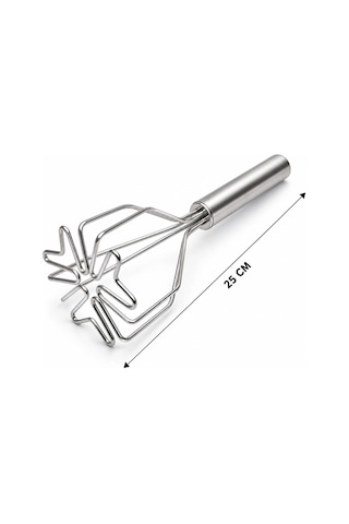Hubrendy Tedarik Kalp Şekilli Metal Patates Ezici 26 Cm Krom Saplı, 9 Cm Başlık Diğer