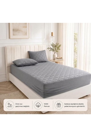 Formeya Yatak Koruyucu Alez Kapitone Gri Renk%100 Pamuk Fitted Alez Çarşaf 90 X 190 Diğer