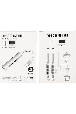 Type C To Usb 3.0 Çoklayıcı 4 Port Hub 3.1 Adaptör Çevirici