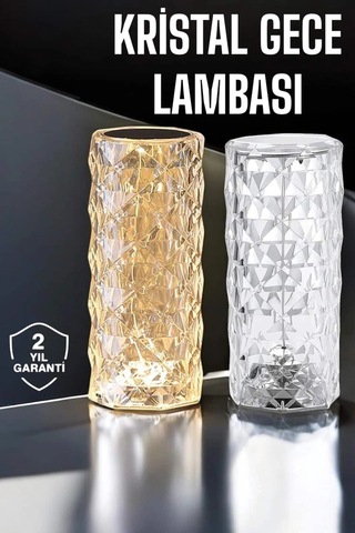 Gece Lambası Kristal Lamba Dokunmatik Şarjlı Hediyelik Çok Renkli 42901714