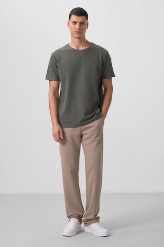 Tommylife Haki Yüzeyi Dokulu Rahat Form Basic Erkek T-shirt - 88436 Haki