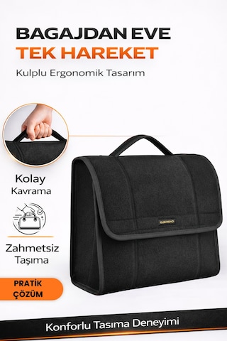 Oto Bagaj Organizer Bagaj Çantası M Boy Kaymaz Cırt Bantlı Velur Kompakt Düzenleyici - Mcx3
