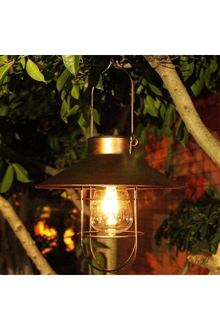 Bahçe Dekorasyonu İçin Retro Güneş Feneri Açık Işık Vintage Güneş Lambası W/tungsten Ampul Süsleme B