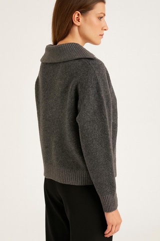 Fashion Friends Yakası Fermuarlı Sweat Antrasit