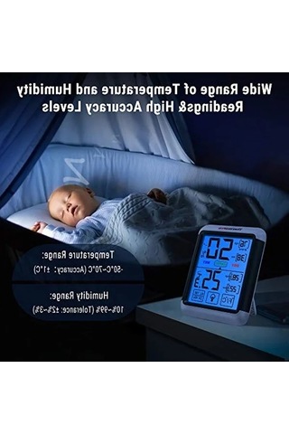 Dokunmatik Dijital Termometre Ve Nem Ölçer, 10 Cm Ekran