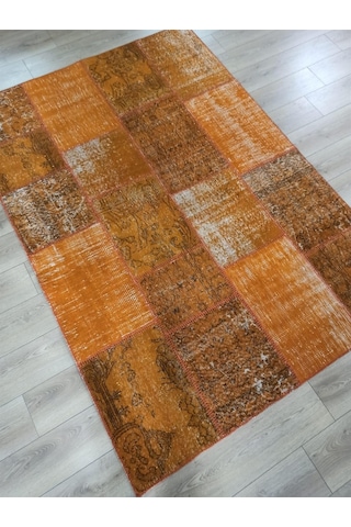 Çam Halı Pw725 Turuncu El Dokuma Patchwork Yün Halı - 160x230