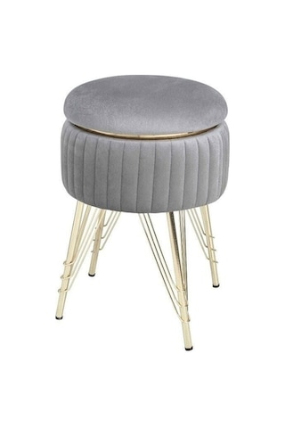 Bianco Metal Ayaklı Puflu Zigon Sehpa Altın Gümüş Gri Gold Silver Gray