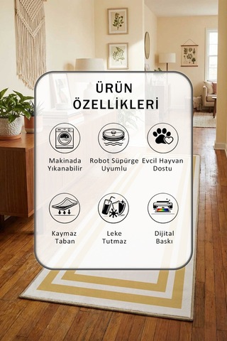 Yıkanabilir Yolluk 51 Krem - Gold