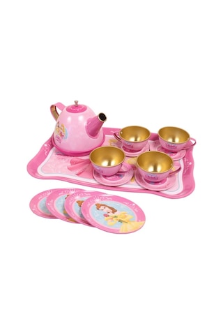 14 Parça Prenses Pembe Metal Oyuncak Çay Seti