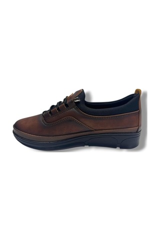 Mehtap 1170-26 Yağlı Deri Anatomik Slip On Comfort Kadın Ayakkabı Taba