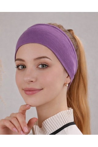 Alivascarf Kaymayan Silikonlu Bandana Bone Siyah - Kadın Tesettür Dikişsiz Kaymaz Geçme - Sportif Saç Bandı Mor