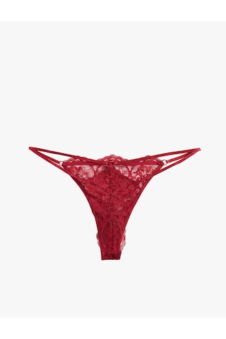 Koton Rahat Kalıp Dantelli String Külot Bordo 6wlk30133mk Bordo