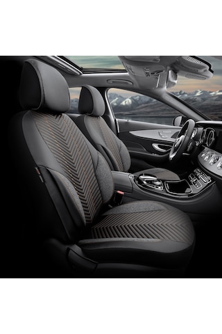 Advanced Design Özel Tasarım Premium Deri-Keten Ekstra Destekli Universal Oto Koltuk Kılıfı Tam Set