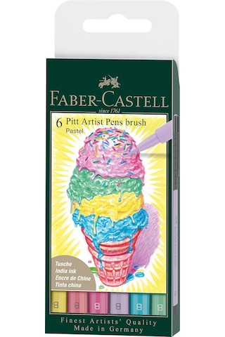 Faber-castell Pitt Çizim Kalemi Fırça Uç "pastel Renkler" 6'lı Po Çok Renkli
